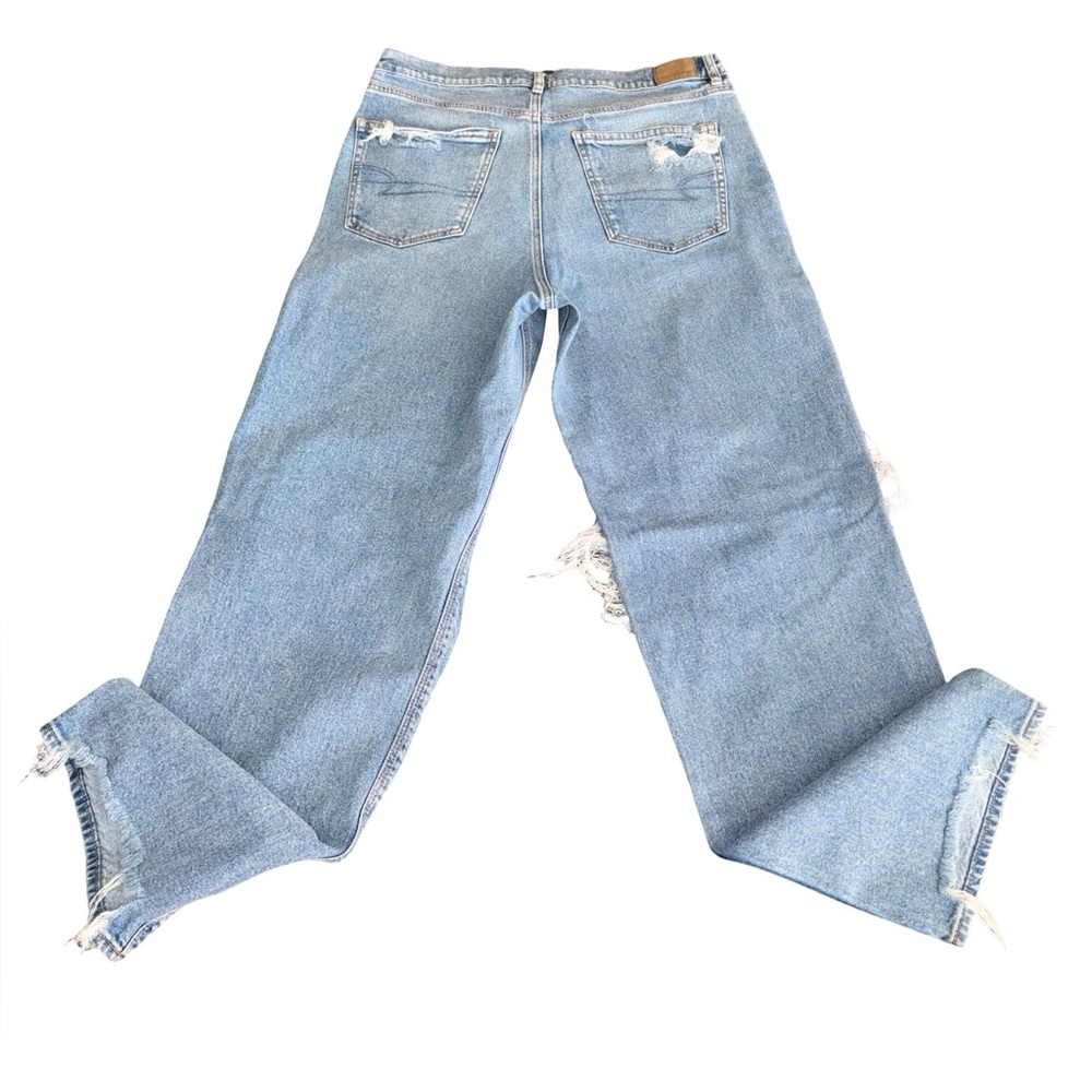 American Eagle Outfitters Ripped Distressed Jeans Size 14 Long High Rise Rigid - Picture 2 of 8